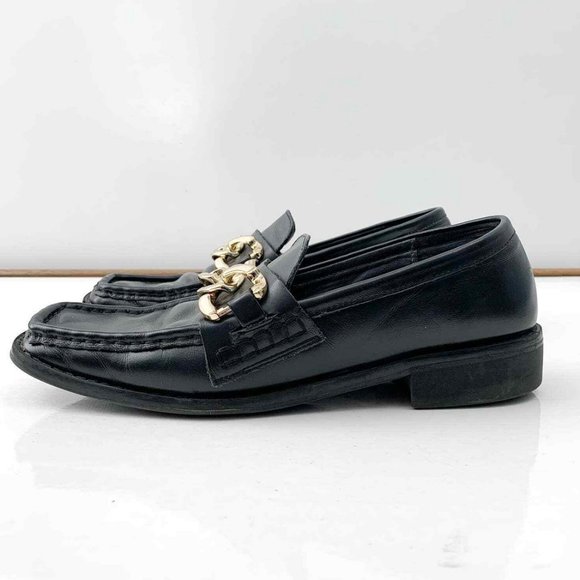 Square toe black leather loafter - Picture 3 of 6